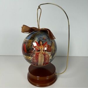 Matrix Barbie Ornament with Wooden Stand From 1997 Holiday 4" Decoupage